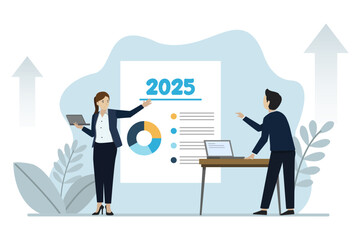 Wall Mural - business strategy, business people discussing planning strategies on the whiteboard to achieve busin