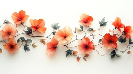 Wall Mural - Delicate floral arrangement in soft orange hues on a light background.