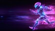 © P - Futuristic digital athlete in neon speed run with vibrant motion effects