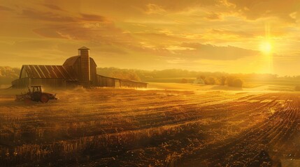 Wall Mural - Golden Hour on the Farm