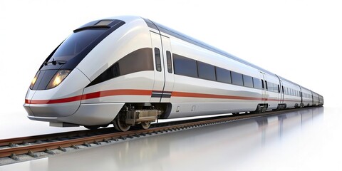 High speed modern train on white background minimalist design