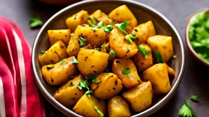 Canvas Print -  Deliciously seasoned roasted potatoes ready to be savored