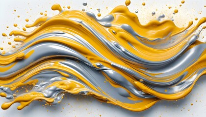 Wall Mural - Vibrant Yellow Gold Oil Splash against White Background with Clipping Path