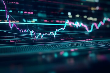 Poster - Financial Charts Displayed on a Monitor