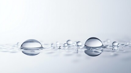 Poster - A close-up of water droplets on a light background.