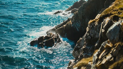 Canvas Print - Ocean Coastline with Rugged Cliffs