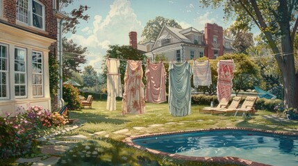 Wall Mural - A Summer Day in the Backyard