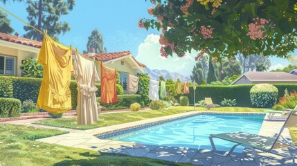 Wall Mural - Summer Poolside Relaxation