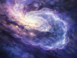 Wall Mural - cosmic journey through swirling nebula, iridescent gases illuminate the vast expanse of space. dista