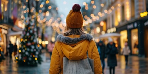 Wall Mural - A woman wearing a yellow coat