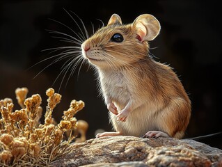 Canvas Print - Close-up of a Cute Desert Mouse in its Natural Habitat