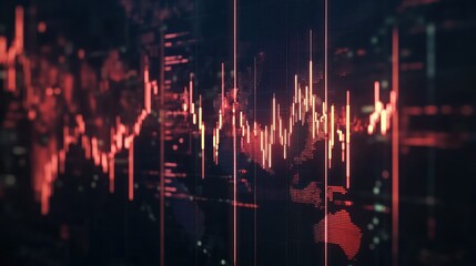 Poster - Abstract digital visualization of data trends and analytics in red hues.