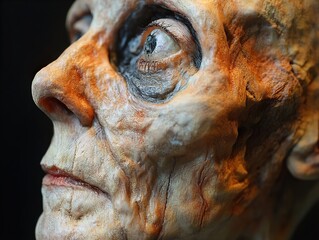 Sticker - Close-Up Portrait of an Elderly Person with Wrinkled Skin and Intense Eyes