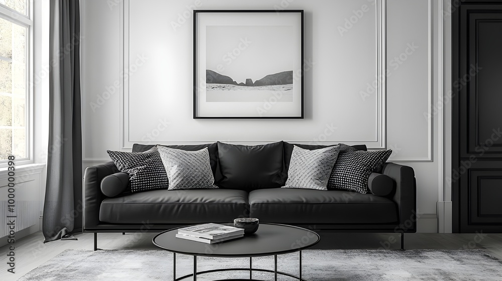 modern living room black and white design, elegant minimalistic ...