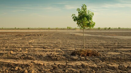 Wall Mural - A Single Tree in a Barren Landscape