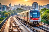 Indian metro train with selective focus