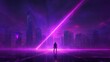 © NATTAWUT - Futuristic cyberpunk cityscape with a lone hero holding a laser weapon ready for an epic adventure