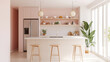 © nuupucca - Modern minimalist kitchen with pastel accents and natural light