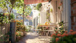 © nuupucca - Charming outdoor cafe with vibrant flowers and cozy seating