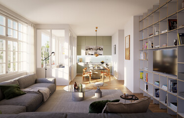 Poster - Modern living room interior. 3D Rendering