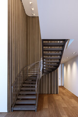 Poster - Open staircase in a modern house. Modern living interior. 3D rendering.