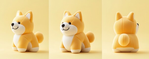 Sticker - Yellow Plush Dog Toy on a Yellow Background.