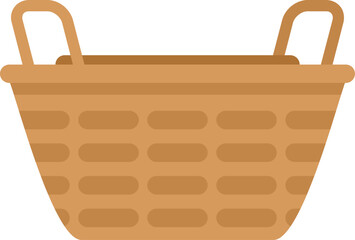 Poster - This empty wicker laundry basket with handles is standing up and ready to be used