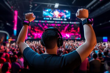 Aufkleber - 3D digital concert experience, where users can explore a virtual venue, interact with the crowd, and experience live performances in an immersive virtual world