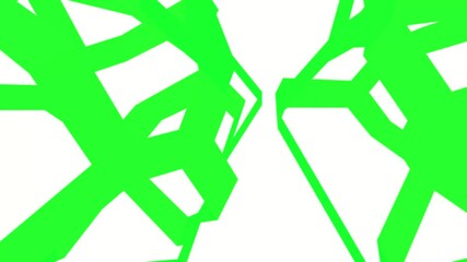 Poster - Abstract animation of green interlocking geometric shapes rotating.