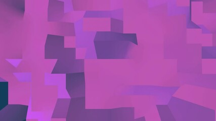 Poster - A purple 3D animation of floating and morphing geometric cubes and blocks.