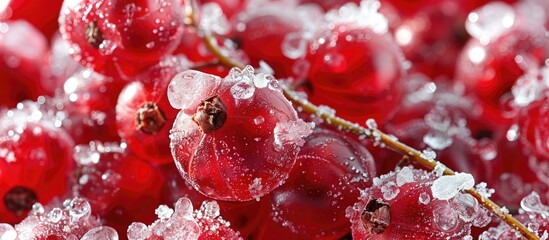 Wall Mural - Frozen Red Currants As A Background