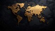© Artchosis - Golden World Map on Black Background