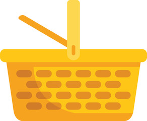 Poster - this vector illustration features an empty wicker picnic basket with its lid open, ready to be fille
