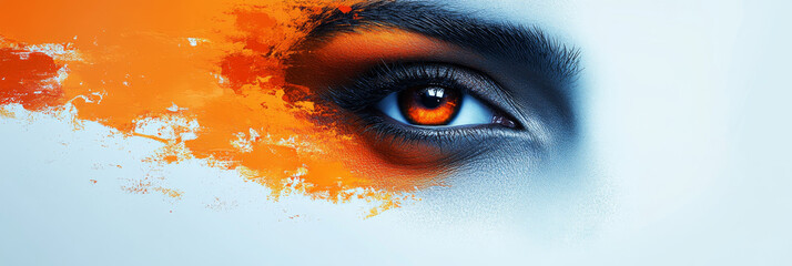 Sticker - Close-up of a woman's eye with orange paint.