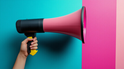 Vibrant Megaphone on Colorful Background