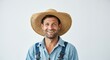 © Rizka - Smiling Man in a Straw Hat and Denim Shirt