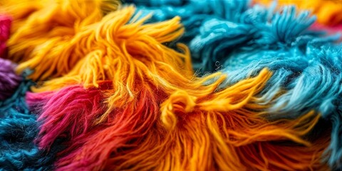 Aufkleber - A colorful pile of fur with a mix of red, yellow, and blue