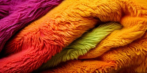 Wall Mural - A pile of colorful fuzzy blankets stacked on top of each other