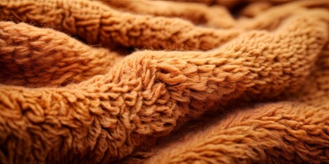 Poster - A close up of a fuzzy orange blanket with a lot of texture