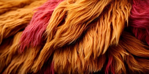 Wall Mural - A close up of a fuzzy orange and pink fur with a brown stripe