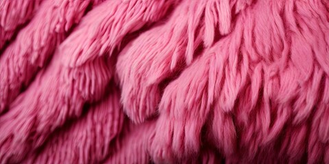 A pink fuzzy animal fur with a lot of hair