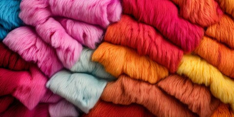Aufkleber - A pile of colorful yarns with a rainbow of colors