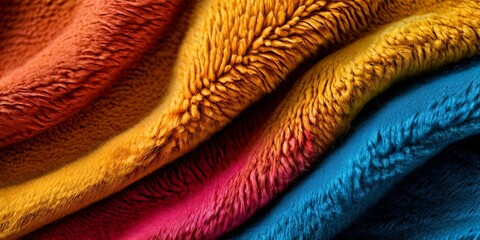 Wall Mural - A pile of colorful blankets with a rainbow pattern