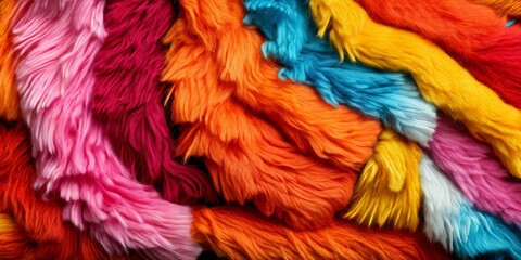 Aufkleber - A colorful pile of fur with a rainbow of colors