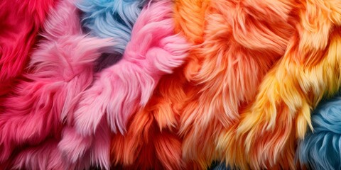 Poster - A row of colorful fur with a rainbow of colors