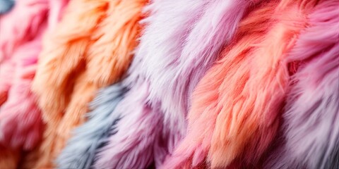 Poster - A row of fur with different colors, including pink, orange, and blue