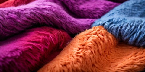 Aufkleber - A pile of colorful fur with a mix of red, orange, and blue