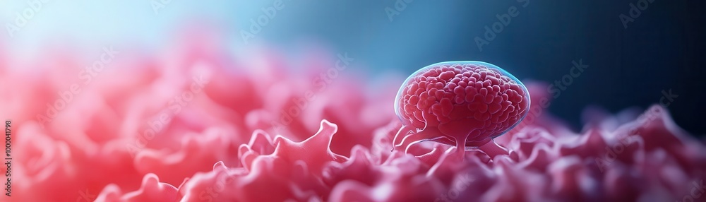Detailed visualization of an embryo developing in utero, representing ...