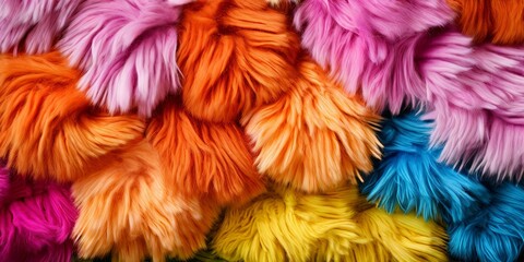 Aufkleber - A colorful pile of fuzzy, multi-colored yarn