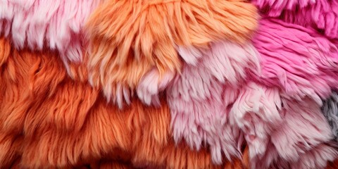 Poster - A pile of fuzzy, colorful yarn with a variety of colors including pink, orange